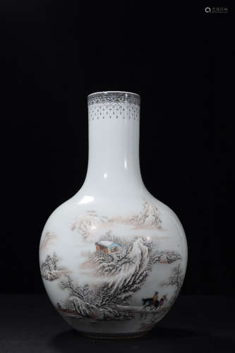 A Chinese Landscape Painted Porcelain Vase