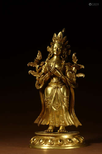 A Chinese Gild Copper Tara Standing Statue