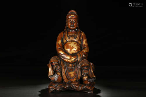 A Chinese Gild Copper Statue of The Duke Guan