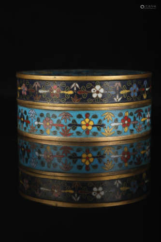 A Chinese Copeper Cloisonne Ink Box