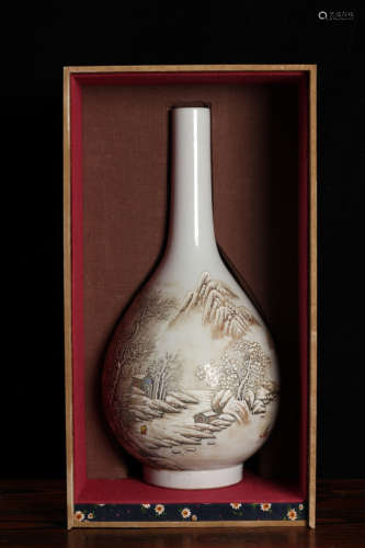 A Chinese snow-covered landscape Porcelain Vase