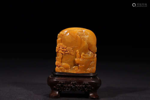 A Chinese Tianhuang Stone Figure Carved Seal Ornament