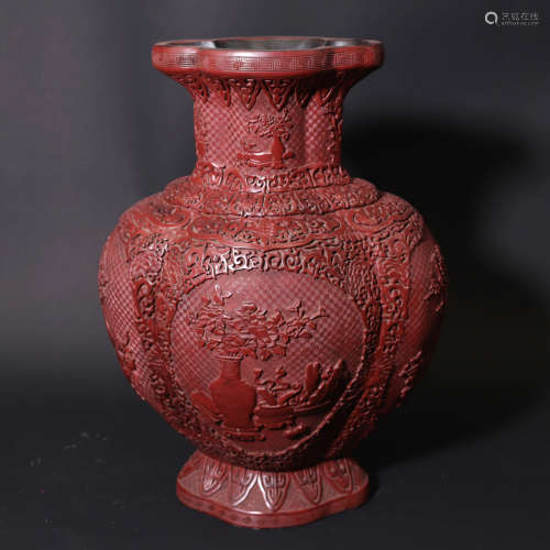 A Chinese Carved Red lacquerware Vase