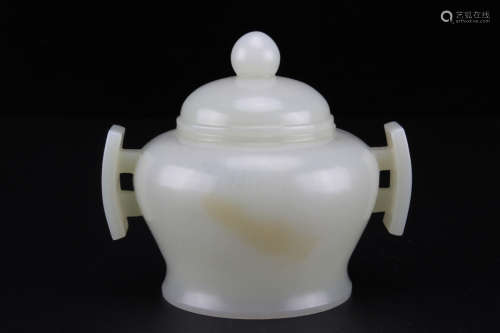 A Chinese Hetian Jade Carved Incense Burner