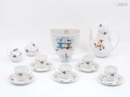 Bjorn Wiinblad (1918-2006), a Romance coffee set c.1965, marked to base a part coffee set in Romance