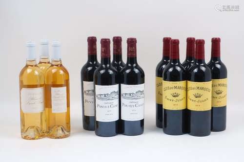 Chateau Pontet-Canet 2005, four bottles, together with Chateau Leoville-Les Cases 'Clos du