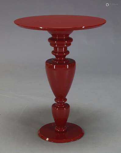 Dominique Mathieu, a 'Doris' red lacquer table for Zanotta, Italy, c.2006, the circular top on