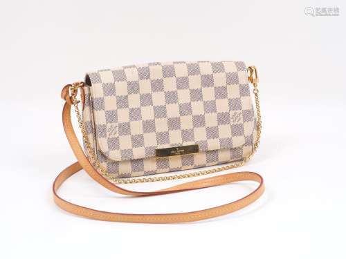 A Louis Vuitton pochette bag, in a damier azur canvas stitched pattern, the rectangular form satchel