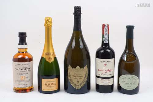 A single Magnum of Don Perignon Champagne, 2009, together with assorted single bottles, to