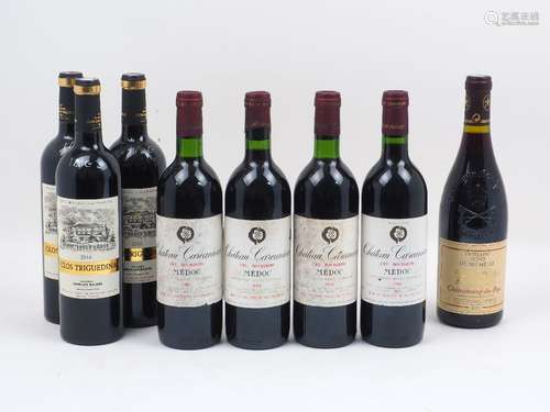 A collection of four bottles of Chateau Carcanieux, 1987, ullage to neck, minor wear and tears to