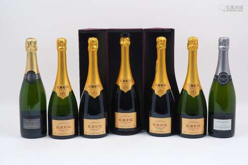 Krug Grande Cuvee Champagne, five bottles, together with Fortnum & Mason Brut Reserve & Blanc de