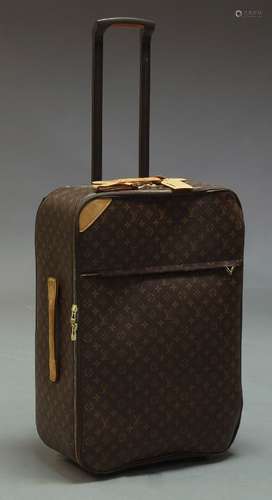 Louis Vuitton, a 'Pegase 65' monogram canvas travel suitcase, 68cm high, 45cm wide, 27cm deeprip