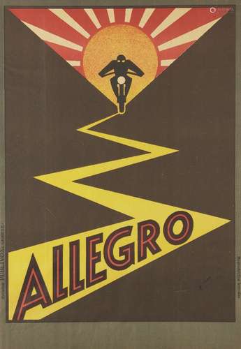 A Swiss 'ALLEGRO' Motorcycle poster, Publivox, Geneve, 98.5cm X 68cm, within fitted plastic