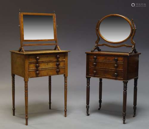 A Regency mahogany and rosewood crossbanded side table, with one deep drawer over single drawer,