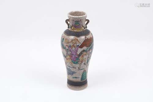 A 20th century Chinese craquelure vase, of baluster form, designed with warrior pattern motifs,