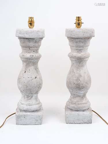 A pair of composite stone baluster form lamps, 51.5cm high (2)Please refer to department for