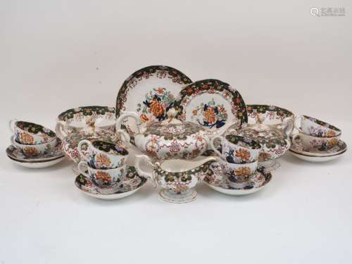 A mid-19th century Masons Ironstone tea service, to include: ten tea cups, twelve coffee cups,