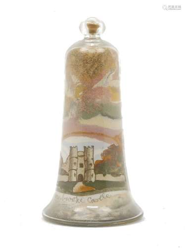 A Isle of Wight sand souvenir of Carrisbrooke castle and the Needles, probably late 19th/early