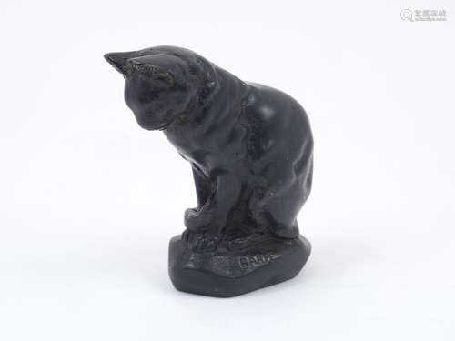 Antoine-Louis Barye (French, 1795-1875), a bronze figure of a seated cat, signed 'BARYE' to base,