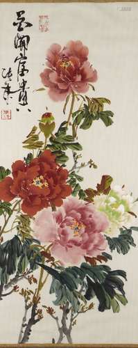 A pair of gilt framed mid 20th century floral studies in ink and body colour on paper, bearing faded