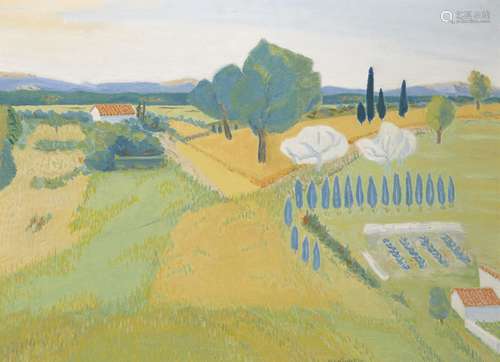 Ebba Gadelius, Swedish, mid-late 20th century- Provencal landscape; oil on canvas, signed, 53.5x73cm