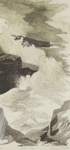 Grahame R. Tucker, British, mid-20th century- Atlantic fury; etching and aquatint, signed, titled