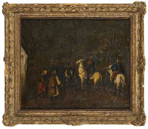 Gyula Rudnay, Hungarian 1878-1957- Cossacks; oil on canvas laid on panel, signed, bears stamp and