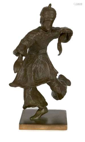 Joseph Sloan, Irish b.1940- Festive Dancer, 2008; bronze, edition number 8/8, height 20cm Note: a