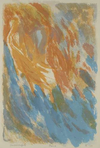 Sheila Wright, 20th century- Icarus, 1965; lithograph in colours on wove, signed, dated, titled