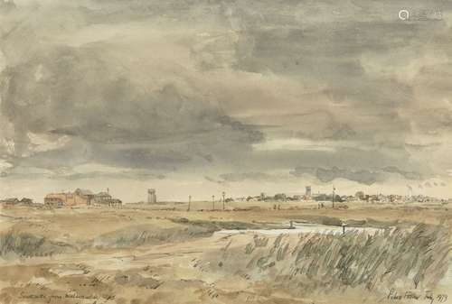 Peter Foster, British 1919-2010- Southwold from Walberswick; watercolour, signed, titled and dated