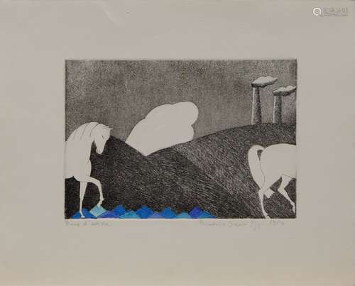 Primarosa Cesarini Sforza, Italian b.1946- Untitled, 1984; etching with aquatint in colours on wove,