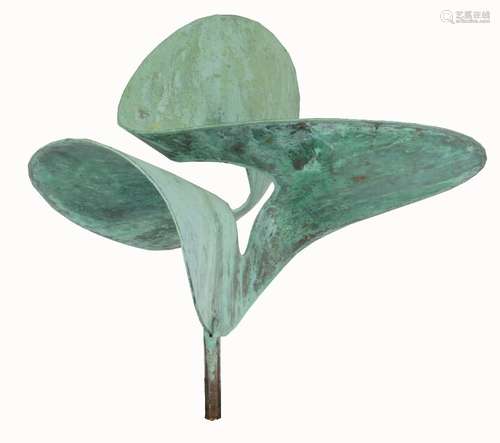 Thomas Woodward, American 1932-2011- Untitled abstract; bronze with green patina, 54cm high