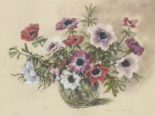 Phyllis M Birdseye, British, mid-late 20th century- Floral still life; coloured chalk, signed,