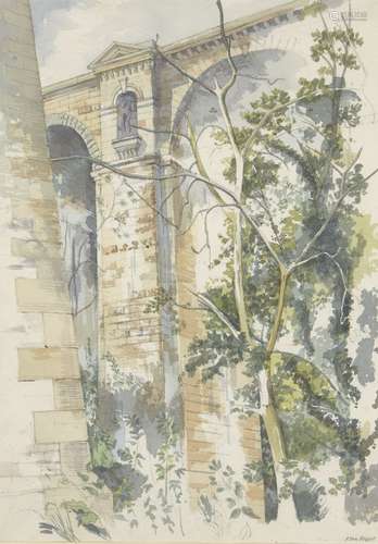 Alan Powers, British b.1955- Chirk Aqueduct; watercolour over pencil, signed, 51.5x36.5cm (ARR)