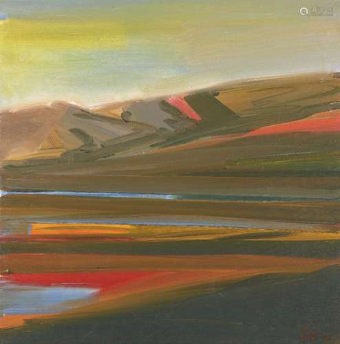 Þorlákur Kristinsson (Tolli), Icelandic b.1953- Abstract landscape; oil on canvas, signed and