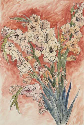 Fyffe Christie, British 1918-1979- Gladiolia: Zoe; watercolours and pen and black ink, two, bears