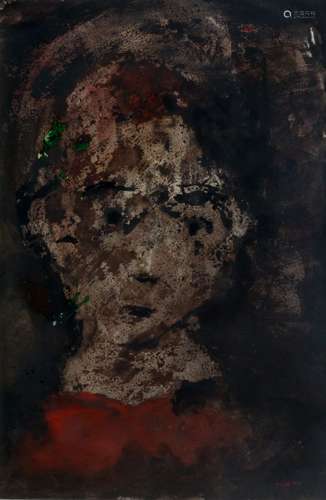 Zwy Milshtein, Romanian/French 1934-2020- Portrait of a boy, 1960; ink, watercolour and gouache on