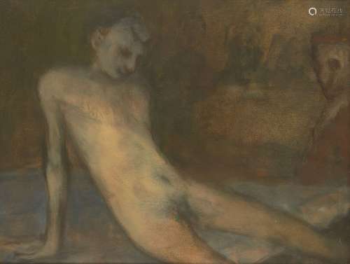 Ansel Krut, Irish/South African b.1959- Nude Boy; oil on paper, 23x29cm (ARR)Please refer to