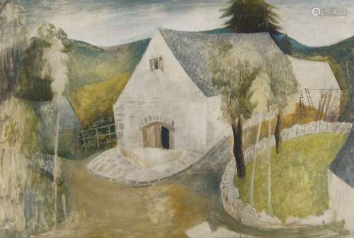 Modern British School, mid-20th century- Cottages; oil on board, 50.5x76cm (unframed)Please refer to