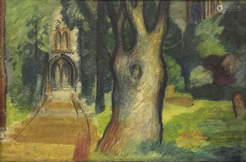 Pring, British, mid 20th century- Churchyard; oil on board, signed, 41x61.5cmPlease refer to