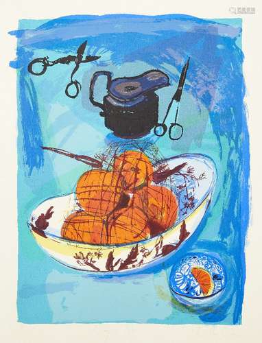 Chloe Cheese, British b.1952- Orange & Blue; lithograph in colours on wove, signed, titled and