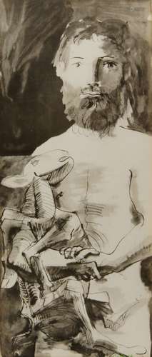 Pablo Picasso, Spanish 1881-1973- L’Homme au Mouton; collotype on wove, stamped signature in