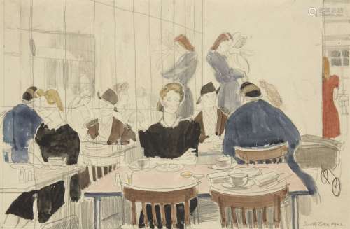 Dorothy Josephine Coke, British 1897-1979- The Two Women, 1942; watercolour over traces of pencil,