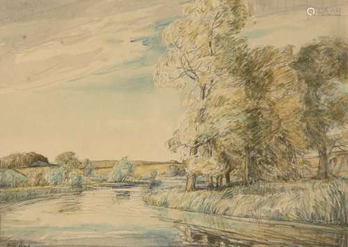 Hester Frood, British 1882-1971- The Test Hampshire; watercolour, signed, 16x23.5cm (ARR)