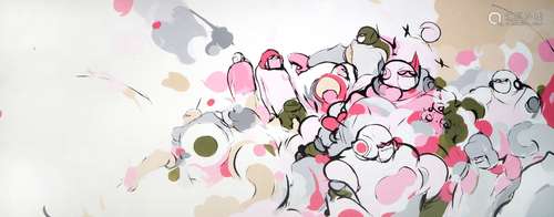 Mr Jago (Duncan Jago), British b.1972- Pink and white figure; oil on MDF board, 306x120cm (unframed)