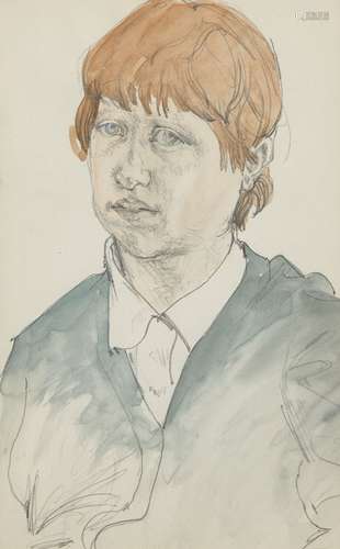 Fyffe Christie, British 1918-1979- Pauline, 1970; red and black chalk and pencil, signed and