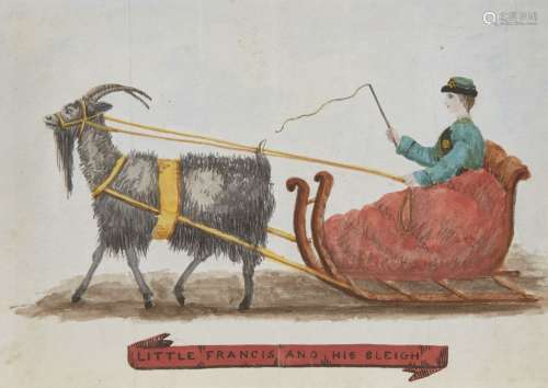 British Provincial School, mid-late 19th century- Little Francis and his Sleigh; Pen and black ink
