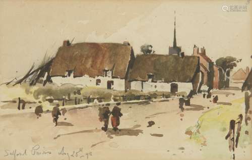 John Terris RSW, British 1865-1914- Salford Priors, Warwickshire, Aug 25th 1892; watercolour,