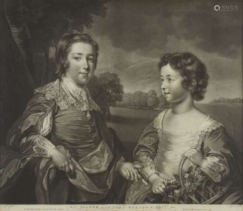 Valentine Green, British 1739-1813- Joseph and John Gulston, after Samuel Cotes RA, mezzotint,