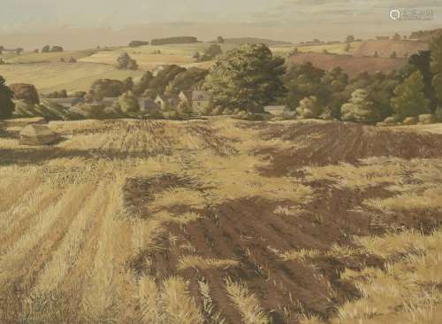 William Thomas Wood RWS ROI, British 1877-1958- Landscape, Rollright, West Oxfordshire; gouache on